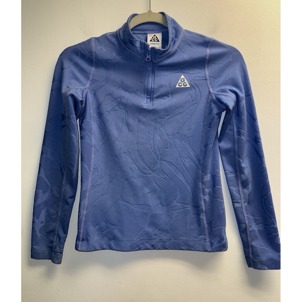 Nike ACG Top Therma Fit Big Kids Long Sleeve 1/4 Zip Blue Textured Medium Girls